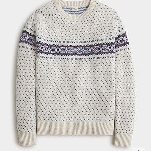 J.CREW Lambswool Fair Isle Sweater With Birds Eye Pattern Sweater Size L